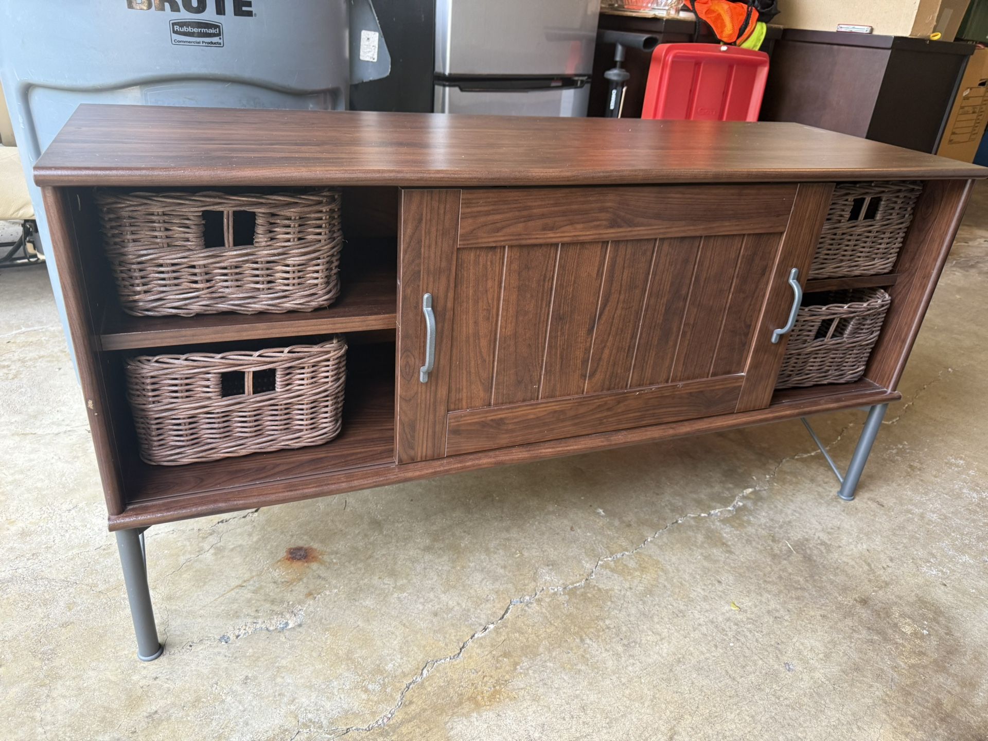 TV Stand with Baskets For Storage