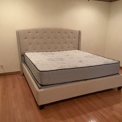 New King Bed Frame With Mattress (Read Description Below)