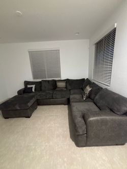 Soft grey sectional couch