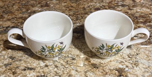 Pair of Portmeirion "Botanic Garden" Cups/Mugs - Yellow Jasmine - Made in England