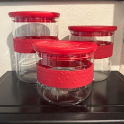 Princess House Fantasia Fresh Dry Goods Storage Container Red Set Of 3