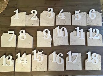 Wedding Table Numbers 1-18 & Event Signs Stone Travertine