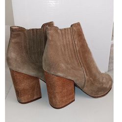 Suede Chunky High Heel Ankle Boots for women(6.5)