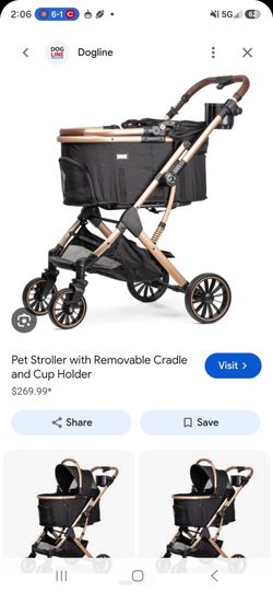 Dogline Pet Stroller with Removable Cradle and Cup Holder