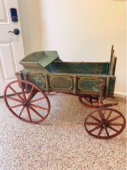 Vintage Antique Wooden Goat Cart Wagon – Beautiful Decor Piece