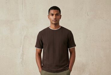 Men's  and women  Brown Textured Knit T-Shirt