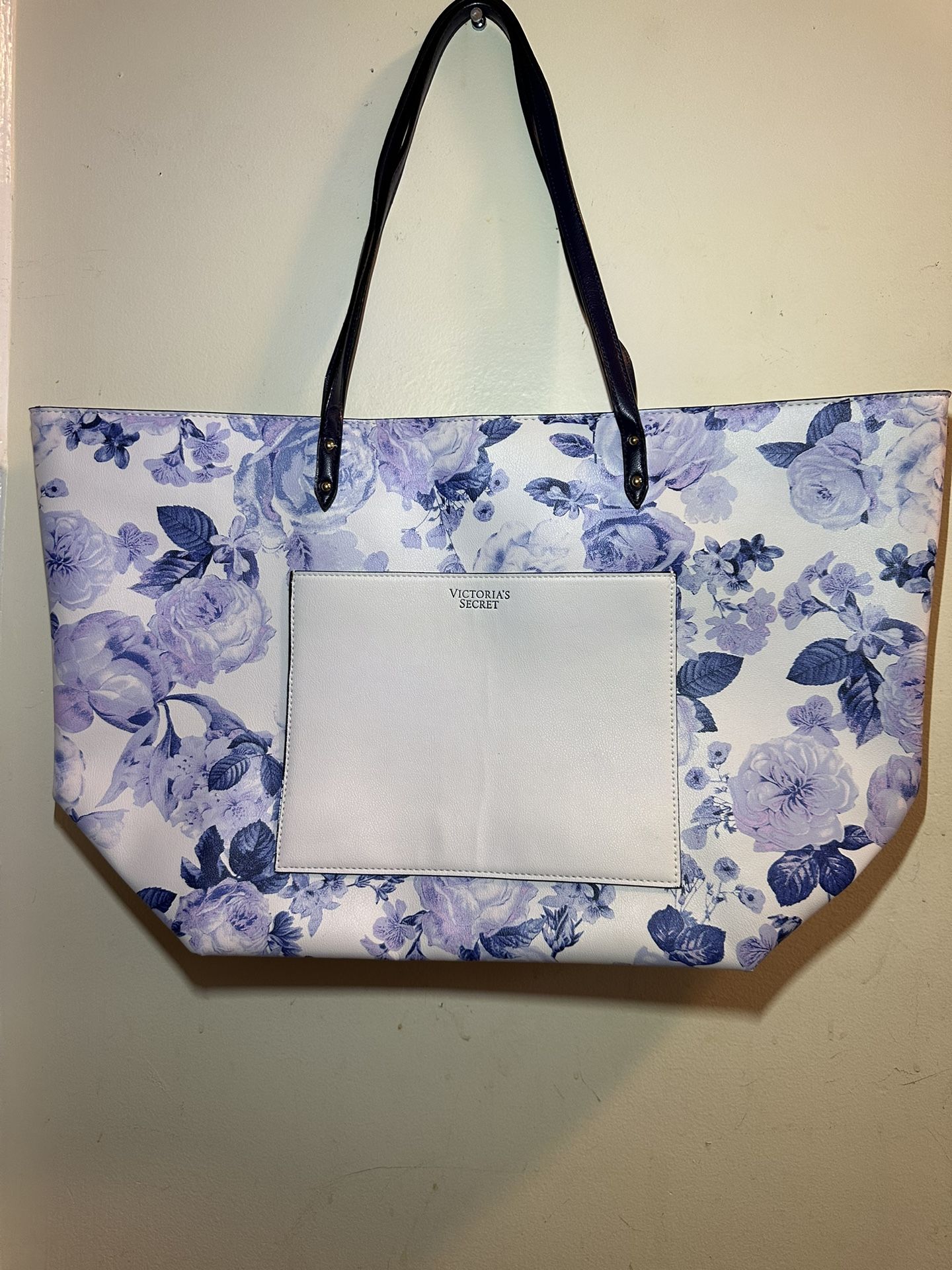 Victoria Secret Tote Bag Blue & White Flower Bag