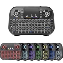 2.4gHz - Backlit Mini Wireless Handheld Keyboard Mouse Touchpad Black - 7 COLOR