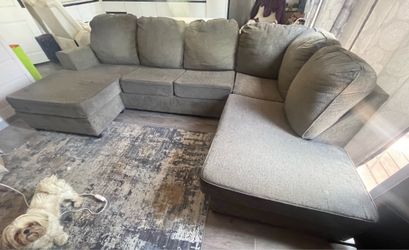 Grey fabric large sectional