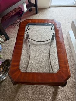 Wood glass coffee table