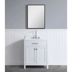 30 Inch Bathroom Vanity With Ceramic Basin, Soft Close Door And Adjust