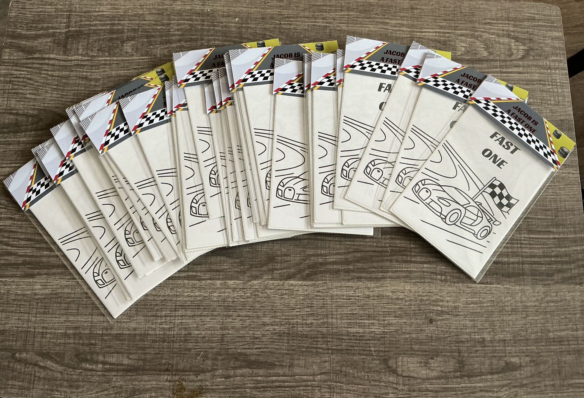 Fast One (Race/Car) Theme Birthday Favor Coloring Packs