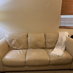 Tan Leather Couch 7 Feet