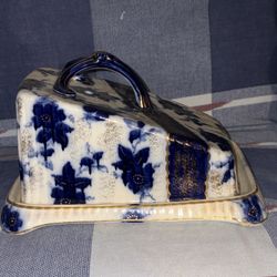 Antique Blue And white butter/cheese Tray Centerpiece