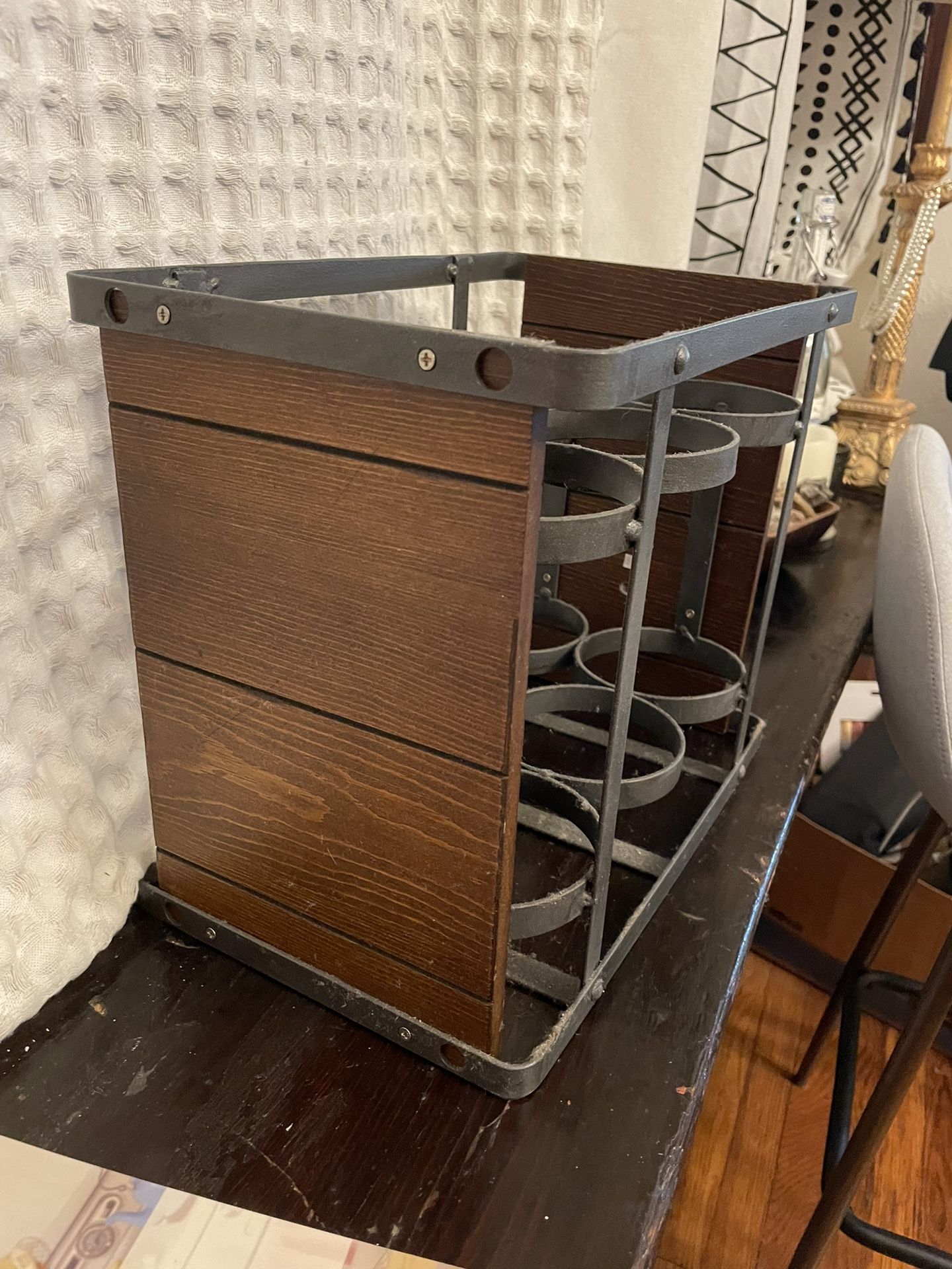 Iron & Wood Wine Bottle Holder