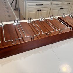 Pottery Barn Wooden Stemware Hanging Entertaining Wine Glass Rack Shelf Display