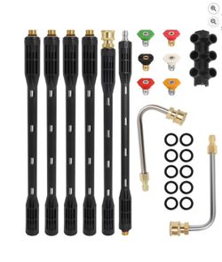 Pressure Washer Extension Wand 115-in 4000 PSI Gutter Cleaner Attachment + 6 Tips 1/4"Quick Connect