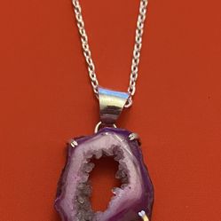  Agate With Prong Necklace 