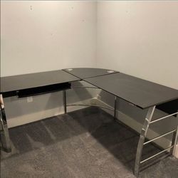 Glass L-shaped Desk