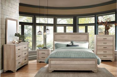 Bedroom set 3 pc Queen size Natural finish, New Especial price