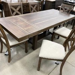 Moriville Dining Table With 6 Chairs🔥 Financing $10 Down⭐️
