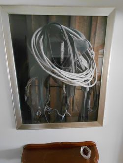 Large Western Horse Saddle Wall Decor In Brushed Gold Frame