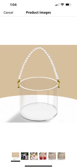 Pearl Handle Acrylic Flower Girl Basket 