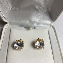 2 Pairs 14K Gold Filled And Silver CZ Stud earrings 