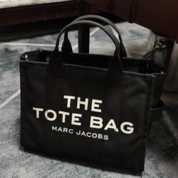 MARC JACOBS Tote Versatile Commuter Letter Logo Printed Cotton Canvas Tote Bag Shopping Bag Canvas Bag Shoulder Crossbody Tote Large Women's Black