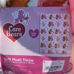 Care Bear  Valentines Soft Plush Throw 
