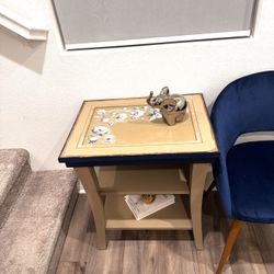 Vintage Hand-Painted Side Table | Decorative Accent Table 