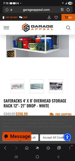 SafeRacks 4x8 Overhead Garage Storage Rack White