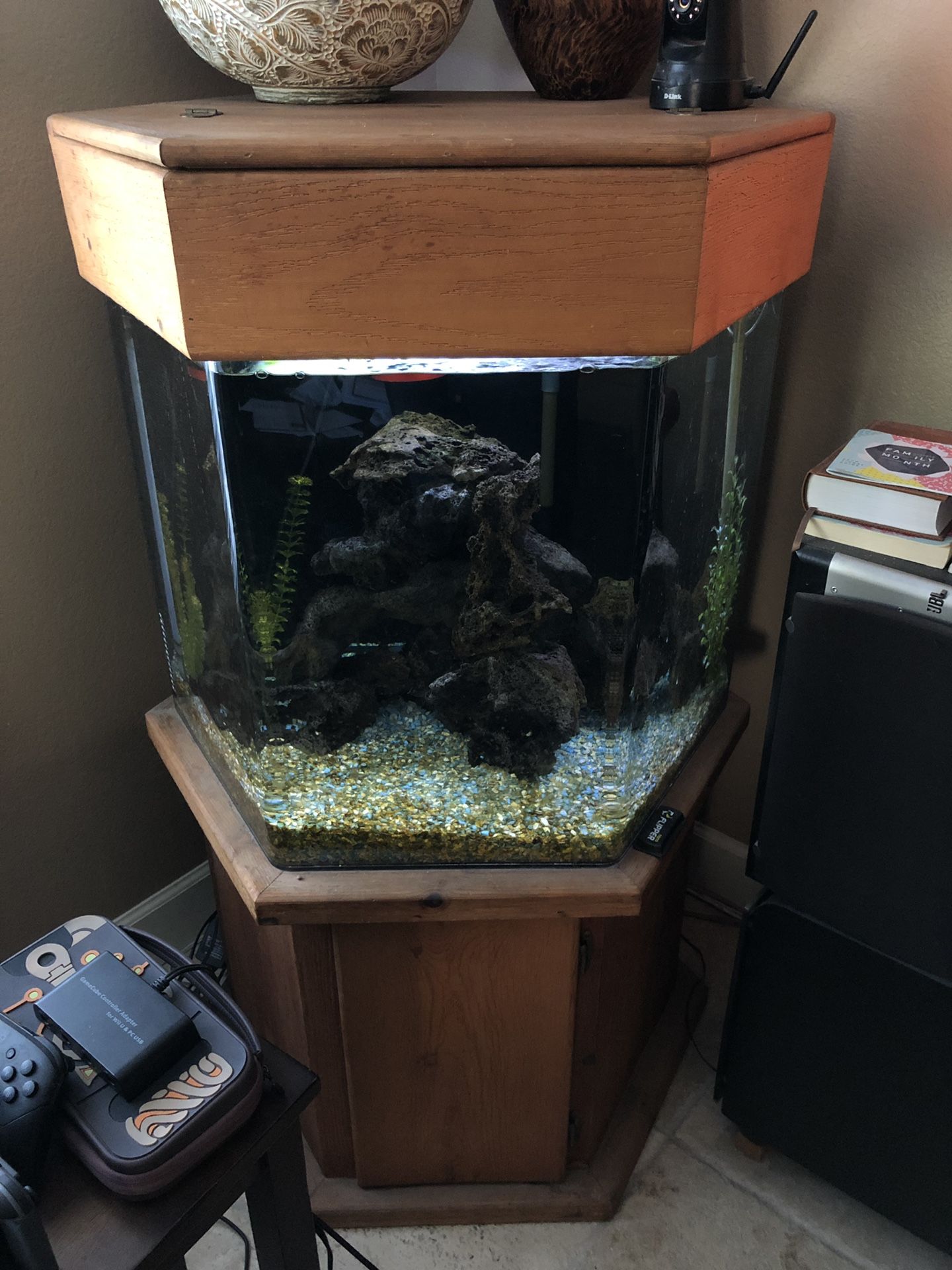 55gal sea clear aquarium and all accessories (stand, filter, pump, rocks, lights)