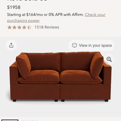 Albany Park Sofa- Velvet Orange Sofa