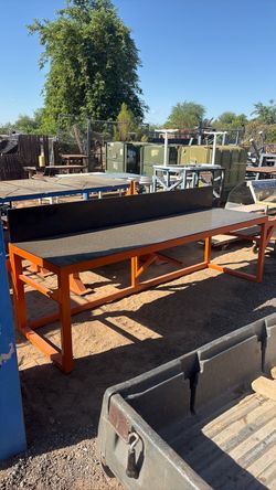 Steel table with backing