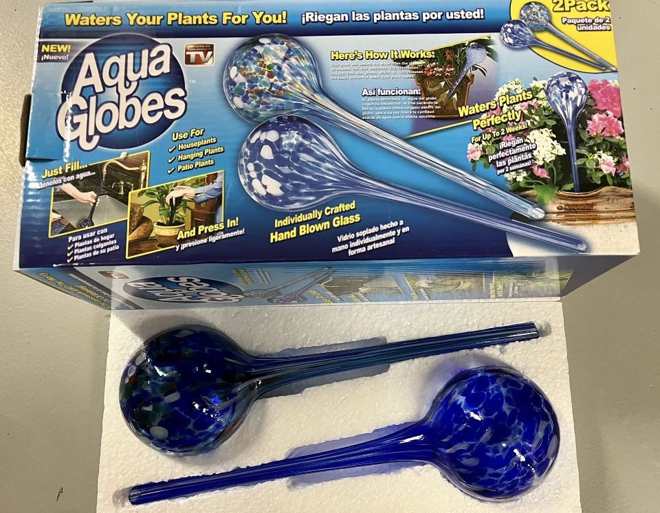 Hand Blown Glass Aqua Globes (includes 2)