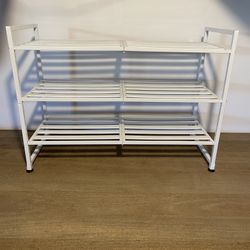 White 3-Tier Metal Shoe Rack Storage Shelf