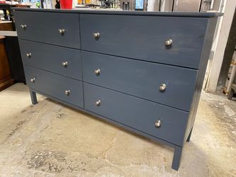Navy Blue Painted 6-Drawer Low Dresser