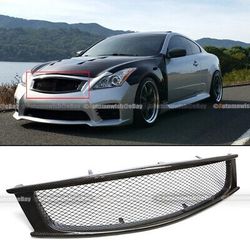 08 - 13 G37 2DR Coupe Badgeless Real Carbon Fiber Bumper Hood Mesh Grille