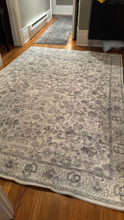 9’x6’Large Ivory and Gray Floral Area Rug