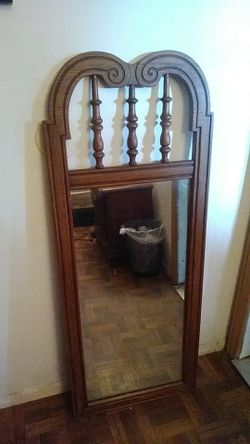 Oak wood mirror.