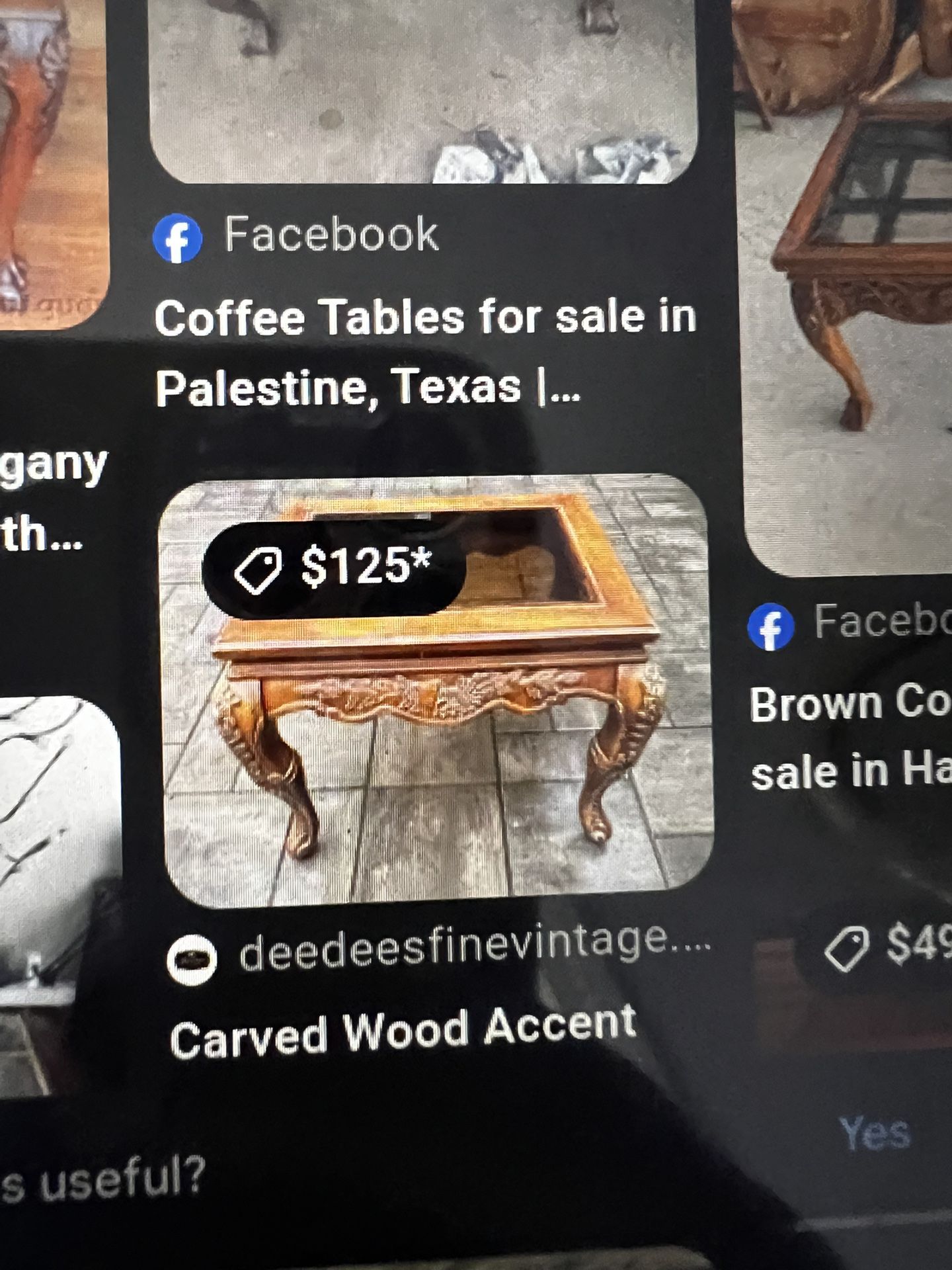 Two End Table. Solid Oak Foot Claw Glass Top