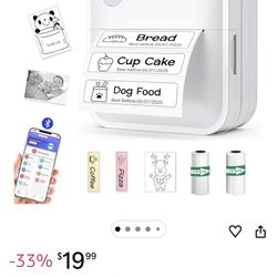 Label Maker Machine with Tape - Mini Sticker Printer Bluetooth Label Printer for Home Office Organization, Portable Thermal Sticker Maker Print Pod wi