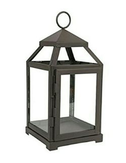 Hosley's 12" High Clear Glass & Iron, Classic Style Lantern. Ideal Gift for festivities, parties, weddings, aromatherapy and spa settings new