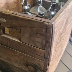 Vintage  Soda Water Bottles And Wooden Box.  Available!!  