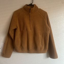 Tan Fleece Zip Up Sweater