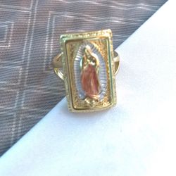 ANILLO  DE LA VIRGEN DE GUADALUPE EN BAÑO DE ORO 