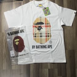 White Burberry Bape Tee