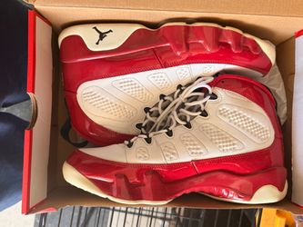 Air Jordan 9 Retro White Red Sneakers Size 9.5
