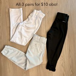 Boys / Girls Baseball Pants Youth Small Adidas Black & Youth Medium Light Gray Mizuno Knacker-style / Knackers YS & YM